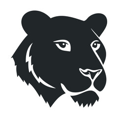 Fototapeta premium Monochrome silhouette of a lioness face with sharp features and intense gaze