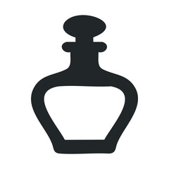 Obraz premium Black silhouette of vintage perfume bottle with stopper on white background