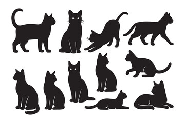 A collection of black silhouette vector illustrations of various farm animals including cows, pigs, sheep, goats, horses, and chickens