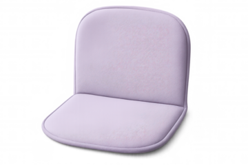 Plush purple chair cushion positioned on clear surface, providing soft seating accent with vibrant lavender tone