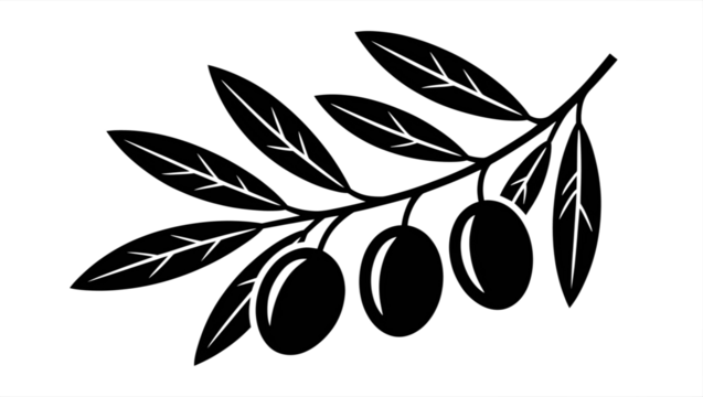 Elegant Olive Branch Illustration A Timeless Symbol of Peace and Prosperity With Simplistic White Lines Against A Black Backdrop