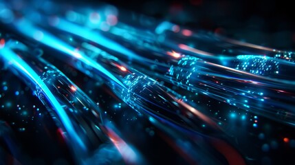 A vibrant digital hexagonal pattern with glowing neon lights creating a futuristic, tech-inspired visual.