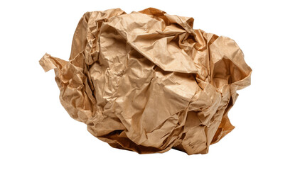 A crumpled ball of brown paper, png, transparent