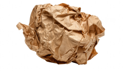 A crumpled ball of brown paper, png, transparent