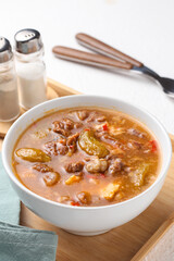 Kikil banci. cow feet or beef with spicy and sour soup from banyuwangi, east java.