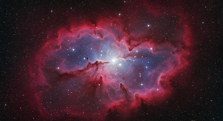 NGC 6357 War and Peace Nebula emission nebula with dark elephant trunk structures and stellar nursery in Scorpius constellation astrophotography