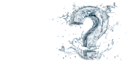 Question Mark Shape Formed by Splashing Liquid Water with Droplets, cut out transparent