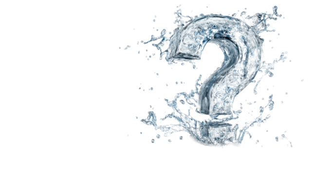 Question Mark Shape Formed by Splashing Liquid Water with Droplets, cut out transparent