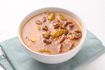 Kikil banci. cow feet or beef with spicy and sour soup from banyuwangi, east java.