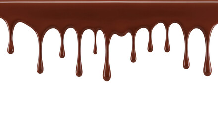 Photo of melted dark chocolate dripping isolated on transparent background