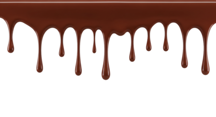 Photo of melted dark chocolate dripping isolated on transparent background