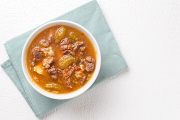 Kikil banci. cow feet or beef with spicy and sour soup from banyuwangi, east java.