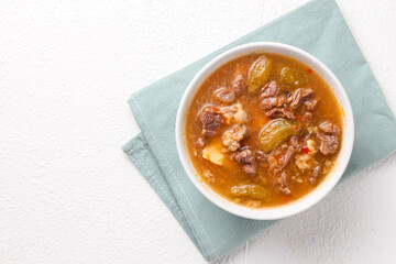 Kikil banci. cow feet or beef with spicy and sour soup from banyuwangi, east java.