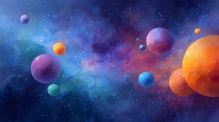 Colorful planets in nebula