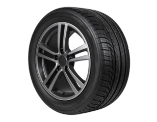 Angled Perspective of Tyre Highlighting Tread and Sidewall, Transparent Background