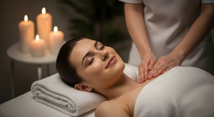 Woman receiving a relaxing chest massage at a spa