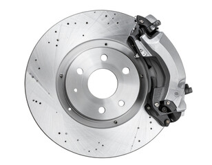  Front View Car Brake Disc with Caliper, Isolated PNG