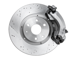  Front View Car Brake Disc with Caliper, Isolated PNG
