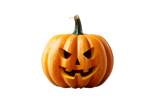 Carved pumpkin with a mischievous expression