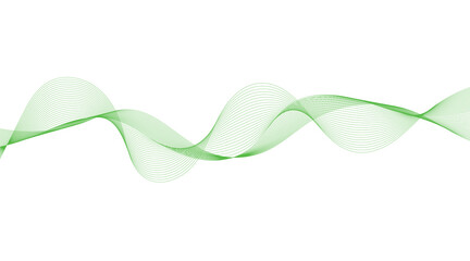 Abstract Green Wave Lines on White