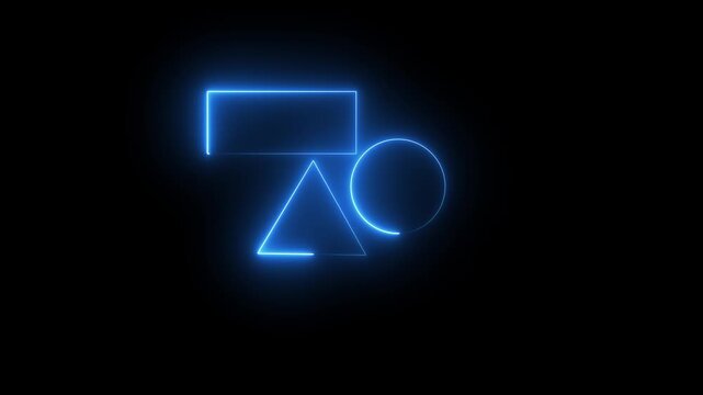 "Glowing Neon Geometric Shapes Icon Animation &ndash; Futuristic Motion Graphic Loop"