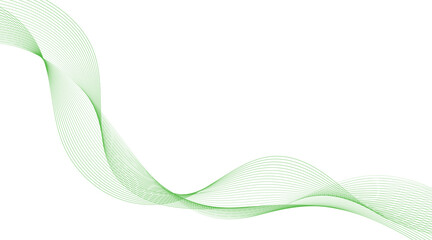 Abstract Green Wave Lines on White