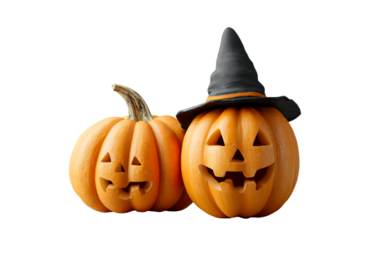 Witch hat pumpkins for Halloween