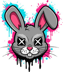  Bunny Face with a Pink Eye and Stitches