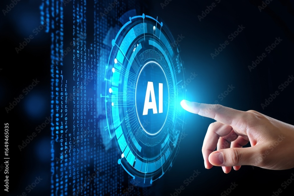 Poster artificial intelligence technology concept ai innovation and future automation trend