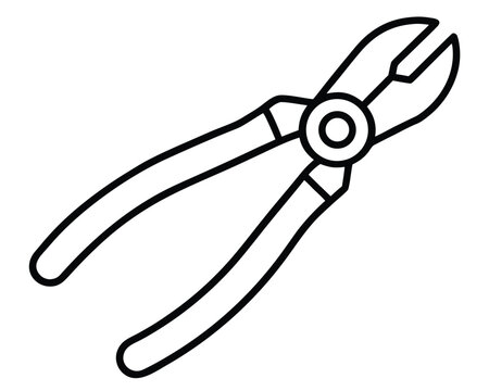 black outline wire cutter tool clip art preview