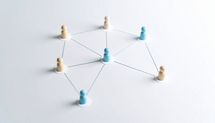 Obraz premium Simple background, connection network with doll icons connected to each other with thin lines
