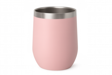 Pink reusable insulated stainless steel tumbler cup on transparent background, perfect for showcasing your designs or for presentations