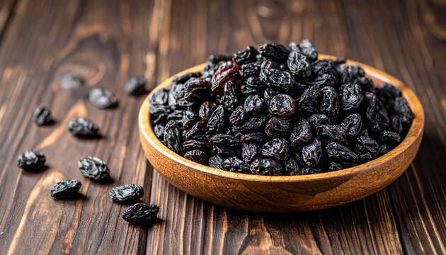 Prunes &ndash; Dark dried prunes with wrinkled skin, macro shot