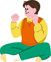 주먹불끈쥐고앉아있는남학생