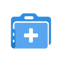 Obraz premium Electronic health record icon, secure data folder with medical cross, flat blue theme, on white background