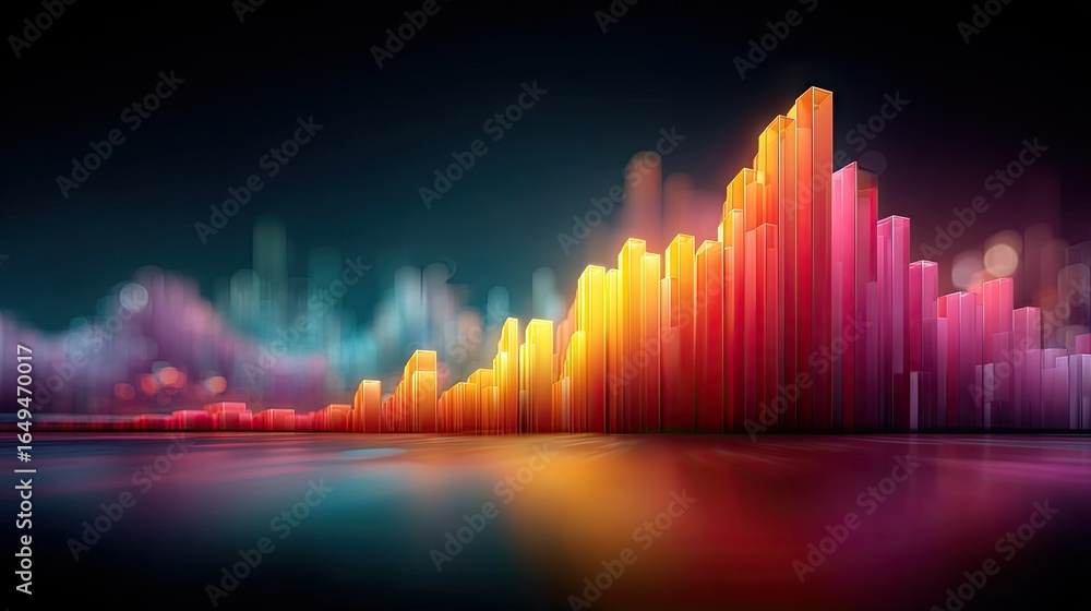 Aufkleber digital graph with upward trends and glowing elements visualizing goal tracking and business growth 