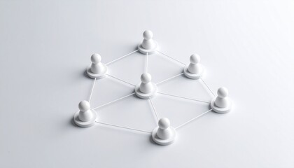 Obraz premium Simple background, connection network with doll icons connected to each other with thin lines