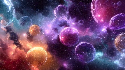 Obraz premium Colorful glowing orbs in space