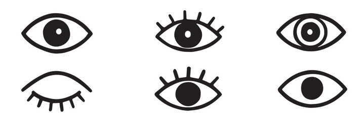 Eye icon set. See and unsee symbol. Show password, Eyesight symbol. Simple eyes collection. Eye silhouette vector illustration eps 10..