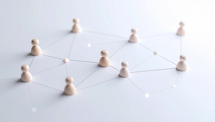 Obraz premium Simple background, connection network with doll icons connected to each other with thin lines
