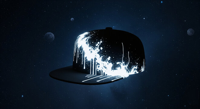 glowing hat in outer space