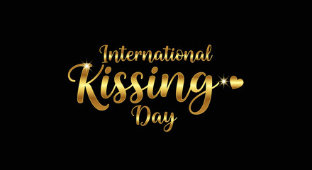 Text international kissing day in a golden decorative font. Celebratory design for posters, social media graphics, greeting cards, and event promotions.