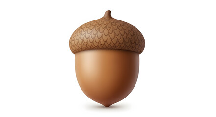 Detailed 3D Illustration of a Single Acorn on a White Background
