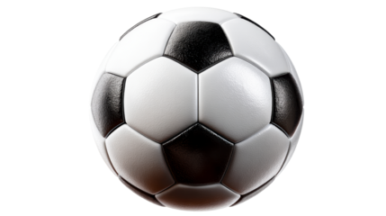 Classic Black and White Soccer Ball on Isolated White Background, cut out transparent