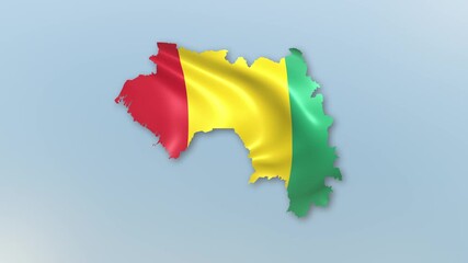 Guinea country Flag Hoisting and Zoom to reveal the Country Border Map with Waving Flag Intro which is useful for news, political events, sports intros and presentation.