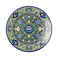 Fototapeta premium Hand-painted Ceramic Plate with Floral Design