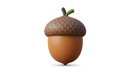Cute Acorn Isolated on White Background for Autumn and Nature Themes