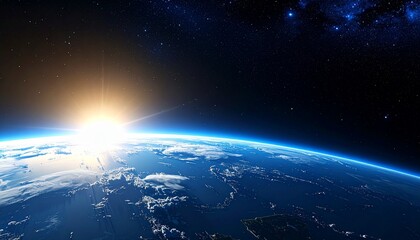 Obraz premium Blue Earth and the floating sun seen from space