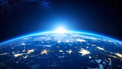 Obraz premium Blue Earth and the floating sun seen from space