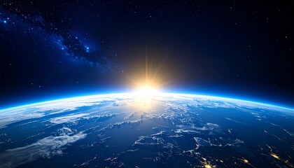 Obraz premium Blue Earth and the floating sun seen from space